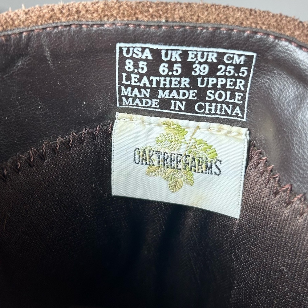 Oak Tree Farms Brown Suede Fringe Ankle Boots Women’s 8.5 Western Boho Side Zip - Picture 8 of 8
